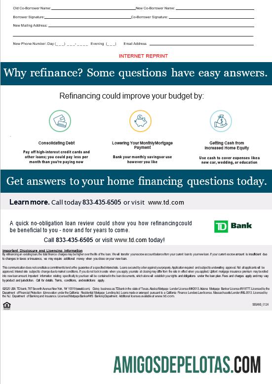 Extrato de hipoteca do USA TD Bank em formatos Word e PDF, 3 páginas 3 modelo